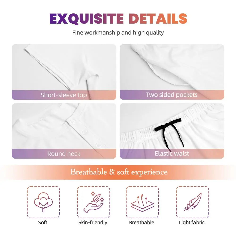 Benutzerdefinierte Frauen Gelb Klassische Gummi Ente Pyjamas Set Gedruckt Zwei-stück Pj Sets Kurzarm Nachtwäsche Loungewear.