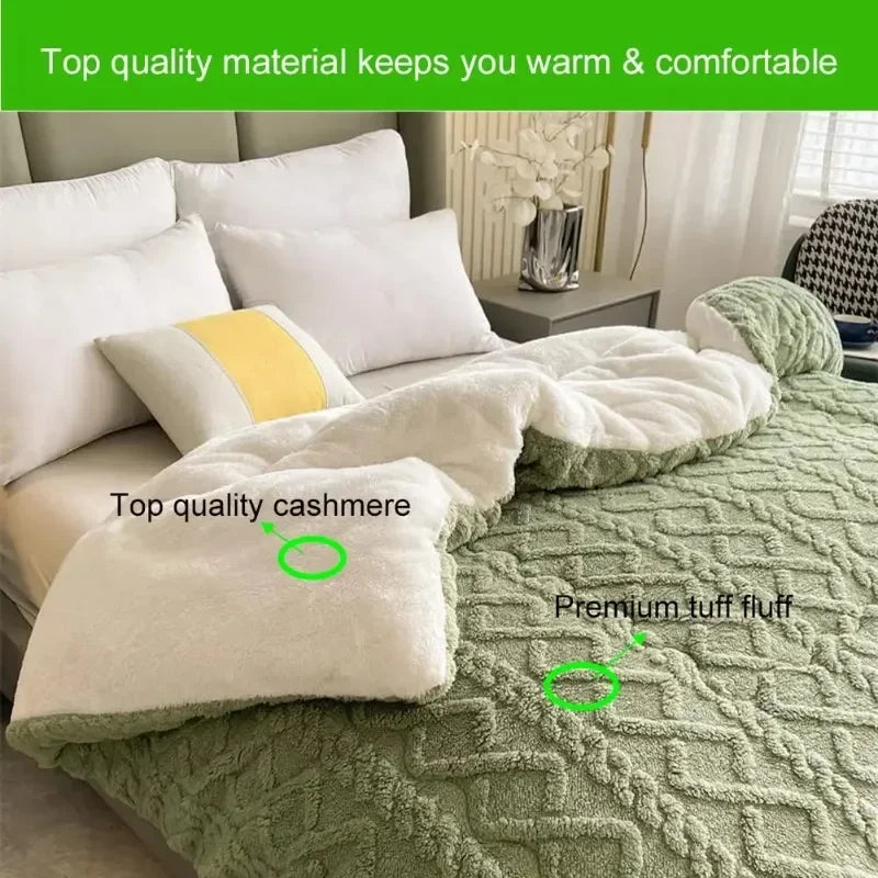 New Super Thick Winter Warm Blanket for Bed Artificial Lamb Cashmere Weighted Blankets Soft Comfortable Warmth Quilt Comforter.