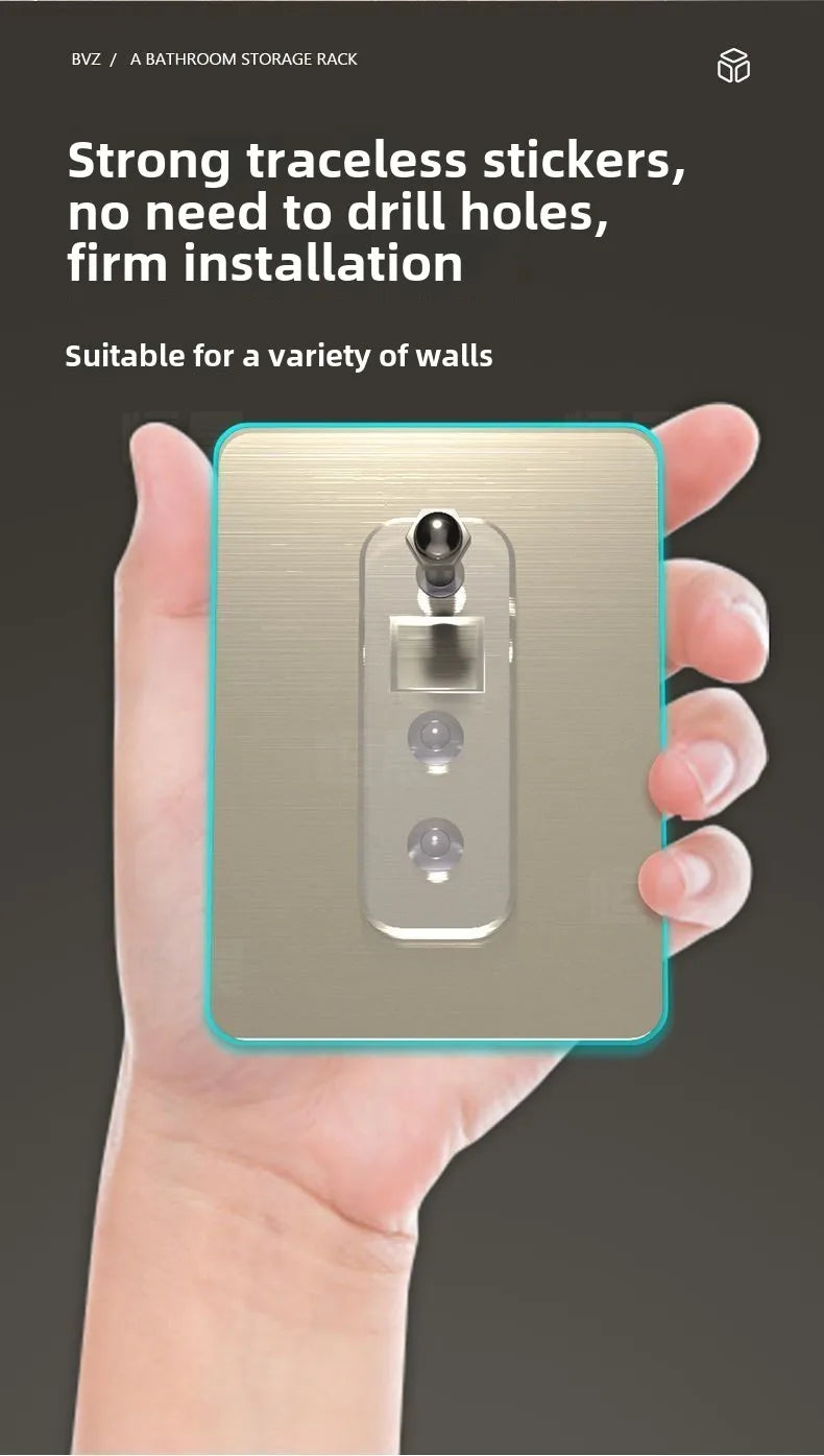 Badezimmerregale, schwarz, rostfrei, Wandmontage, nicht stanzbar, Aufbewahrungsregal, WC, Bad, Waschbecken, Wand-Badezimmerregale