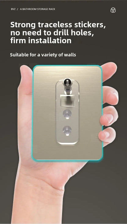 Badezimmerregale, schwarz, rostfrei, Wandmontage, nicht stanzbar, Aufbewahrungsregal, WC, Bad, Waschbecken, Wand-Badezimmerregale