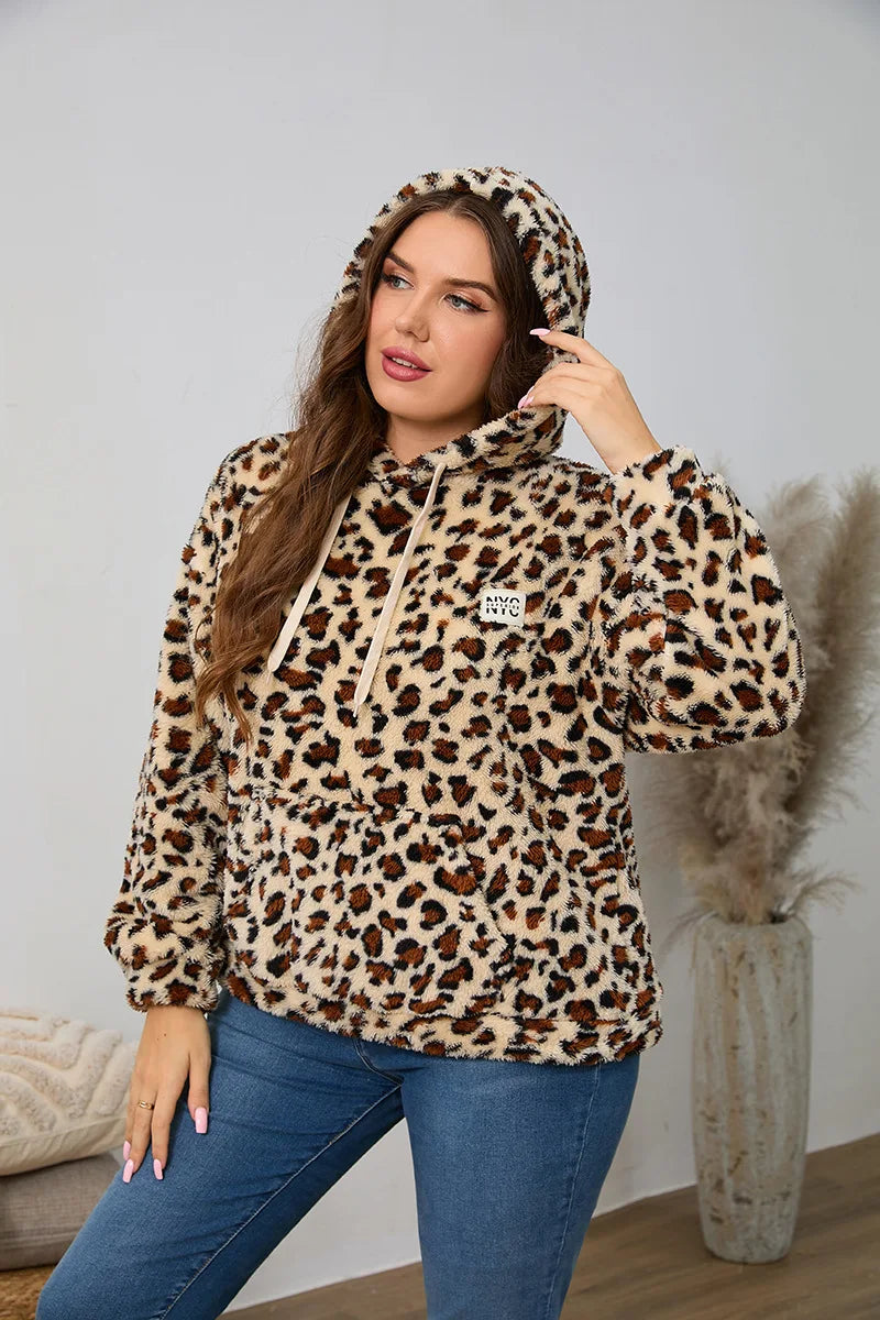 Kapuzenpullover für Damen, große Größe, Reißverschluss-Sweatshirts, ethnischer Druck, flauschiger Streetwear-Pullover, Herbst-Winter-Rollkragenpullover.