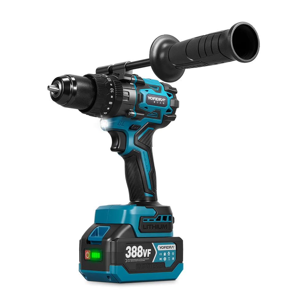 YOFIDRA 900N.M 13MM Bürstenlosen Elektrischen Schlagbohrmaschine 20 + 3 Drehmoment Handheld Bohren Schraubendreher Power Tool Für Makita Batterie pin