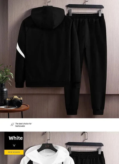 Autumn Winter Loose Hooded Long Sleeve Zipper Jacket Pants Trendy Set Men's Clothing New Hot Sale Of The Season Style Casual Out.