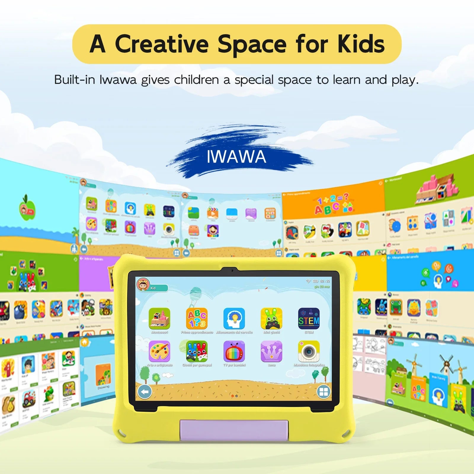 ANRY 10.1 inch Kids Android 15 Tablet 8GB (4+4GB) RAM 64GB ROM 5000Mah Octa-core 5G Wifi Children's Learning Educational Tablets.