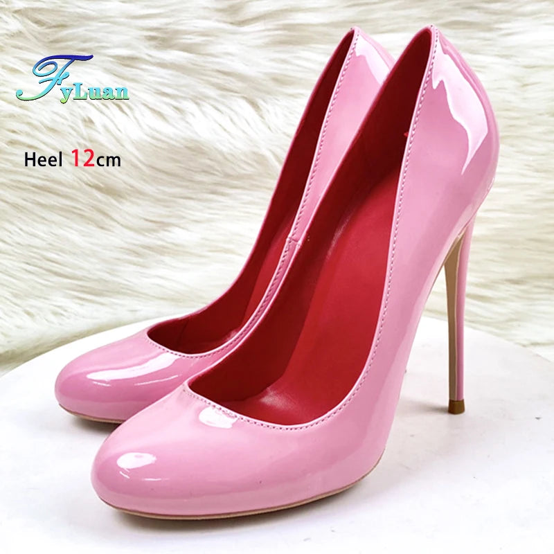 Brand Women Single Shoes 10CM 12CM Super High Heels Fashion Round Toe Stilettos Spring Autumn Female Daily Work Pumps Plus Size.