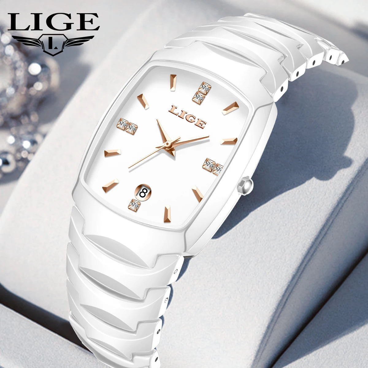 LIGE Fashion Luxury Woman Watch Simple Elegant Stainless Steel Casual Quartz Watches for Women Calendar Ladies Romantic Gift New.