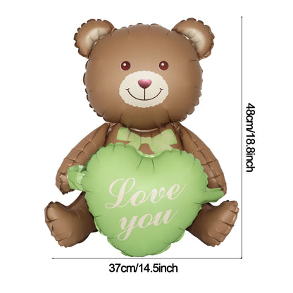 Matte 3D Herz Liebe dich Bär Aluminium Folie Ballon Hochzeit Dekoration Geschenke Schleife Stern Gänseblümchen Regenbogen Alles Gute zum Geburtstag Party Ballon.