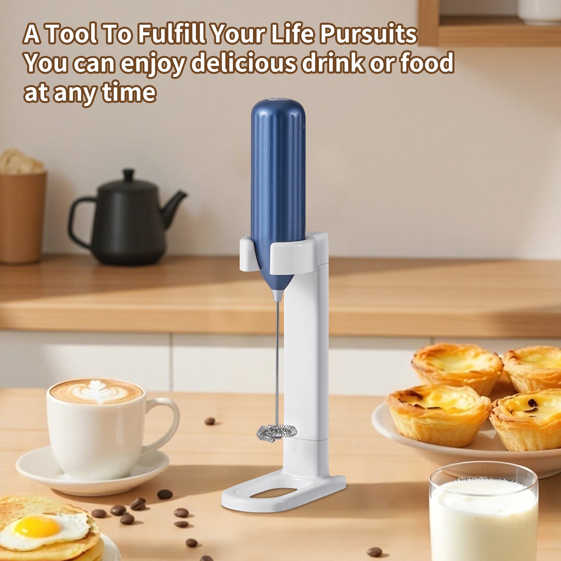 Household Kitchen Portable Mini Handheld SUS304 Mixing Head Electric Food Blender Drink Mixer Coffee Milk Frother With Stand.