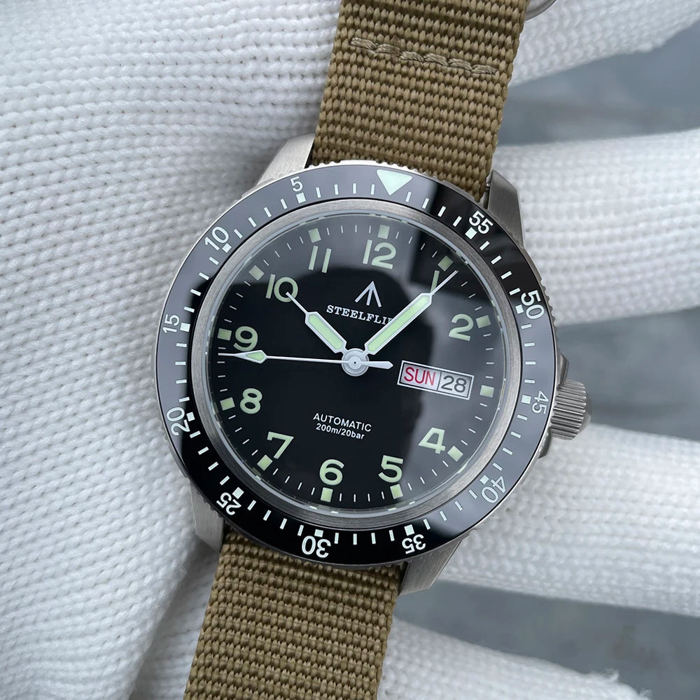 STEELFLIER Official SF787 Dive Luxury Wristwatches Double Calendar NH36 Movement Super Luminous 200M Waterproof Mechanical Watch.