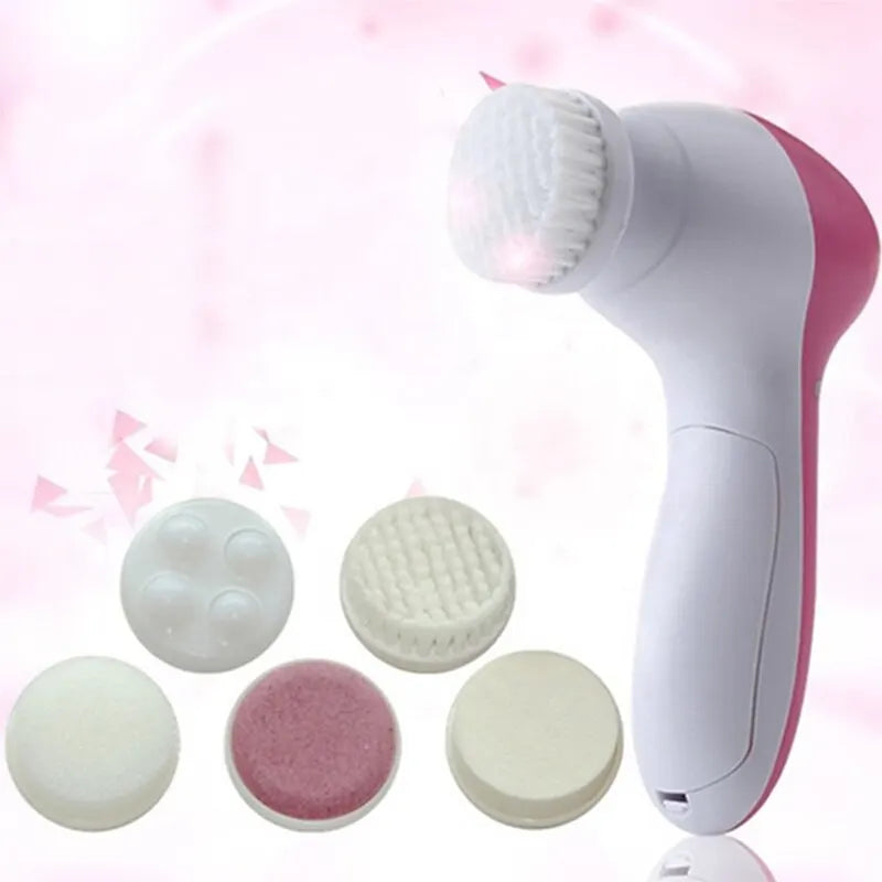Electric Facial Cleaner 5 IN 1 Face Cleansing Brush Wash Machine Spa Skin Care Massager Blackhead Cleaning Facial Cleanser Tools.