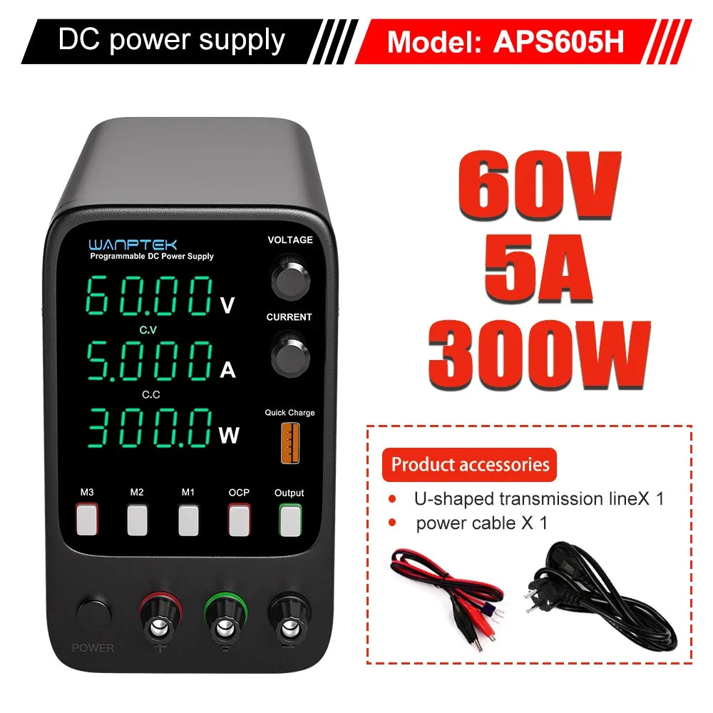 Wanptek Laboratory Power Supply 30V 5A / 30V 10A With OCP Short-Circuit Protection AC 220V/110V Auto Switching Preset Current.