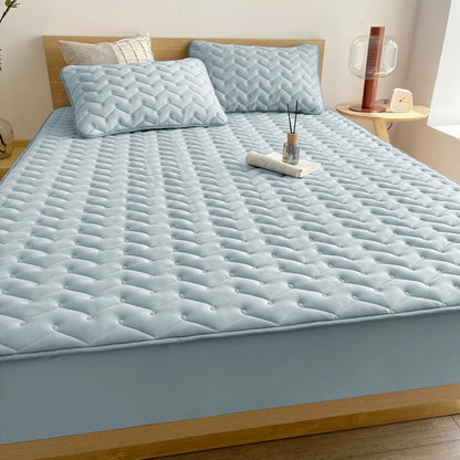 3pcs Waterproof Bedding Set 1pc Mattress Cover 2pcs Pillowcase Soft Comfortable Fitted Sheet Washable Durable Mattress Protector