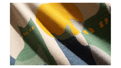 2024 Autumn Knitted Sweater Men Women Winter Harajuku Cartoon Full Cat Print Pullover Vintage Causal Loose Sweaters Streetwear.