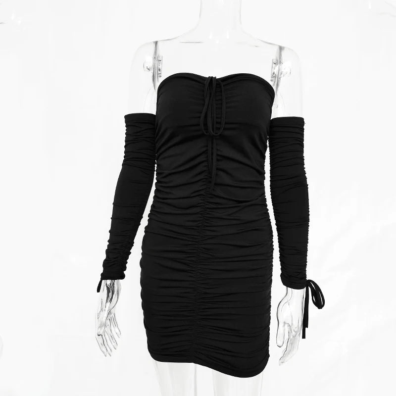 Arctic Cat Frauen Herbst Winter Verband Kleid Frauen 2022 Sexy Off Schulter Lange Hülse Dünne Elastische Bodycon Party Kleider Vestidos.