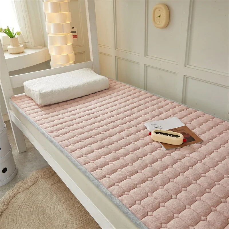 Winter Dormitory Soft Mattress Toppers Thick Warm Coral Velvet Bed Sheet Non-slip Mattress Cover Thin Bed Pad Tatami Floor Mat