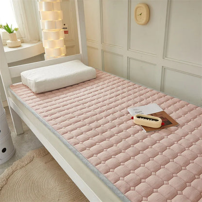 Winter Dormitory Soft Mattress Toppers Thick Warm Coral Velvet Bed Sheet Non-slip Mattress Cover Thin Bed Pad Tatami Floor Mat