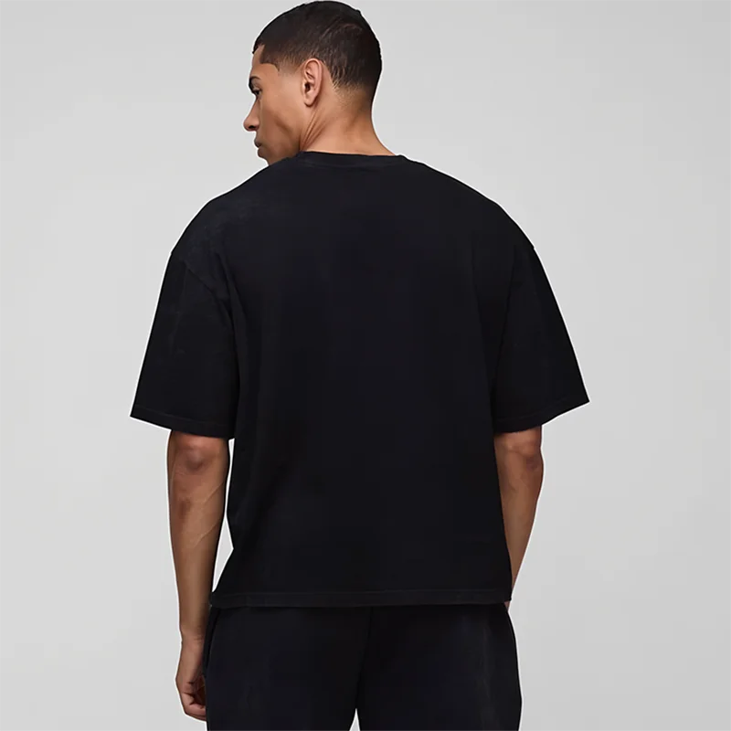 Basic Oversized Boxy Crew Neck T-shirt Mens Heavyweight 240GSM 100% Cotton Half Sleeve T-Shirts Summer Loose Sports Clothing.