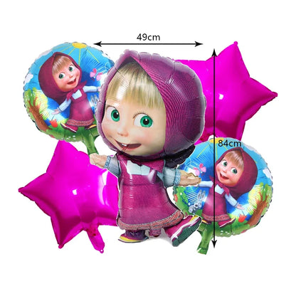 Mashas und Bär Geburtstag Party Dekoration Cartoon Thema Luftballons Kinder Event liefert Einweggeschirr Hintergrund