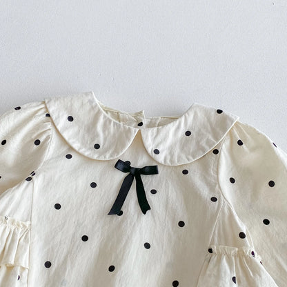 2023 herbst Neue Baby Mädchen Bodysuit Baumwolle Polka Dot Gedruckt Infant Mädchen Ein Stück Kleidung Kleinkind Overall Neugeborene Kleidung.