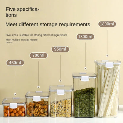Large Capacity Waterproof Transparent Sealed Jar Multi-size Scene Kitchen Candy Dried Grain Storage With Lid Fridge Storage Tank.