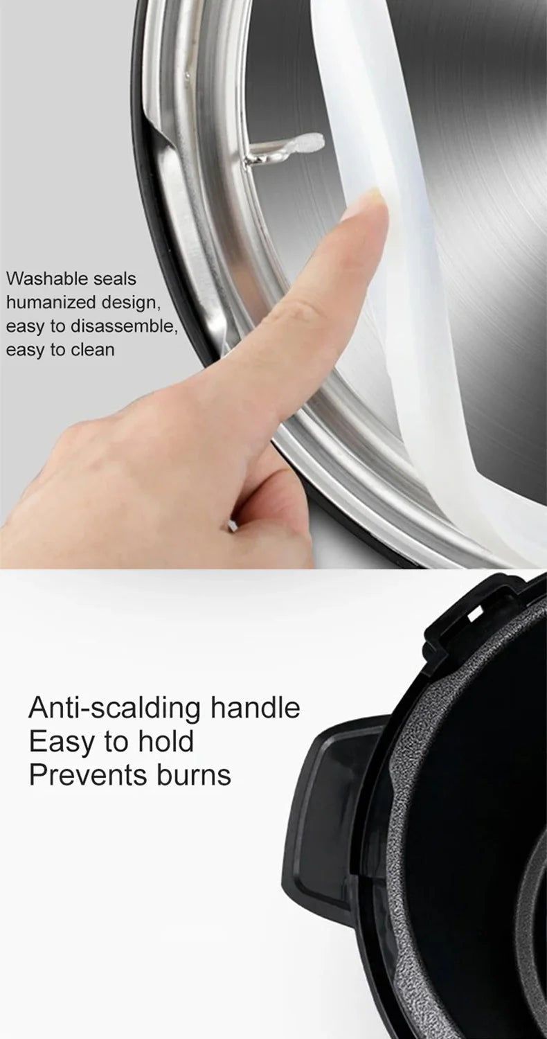 6L Multifunction Electric Pressure Cookers Soup Porridge Heating Meal Heater Kitchen Stainless Steel Multicooker Rice Cooker.