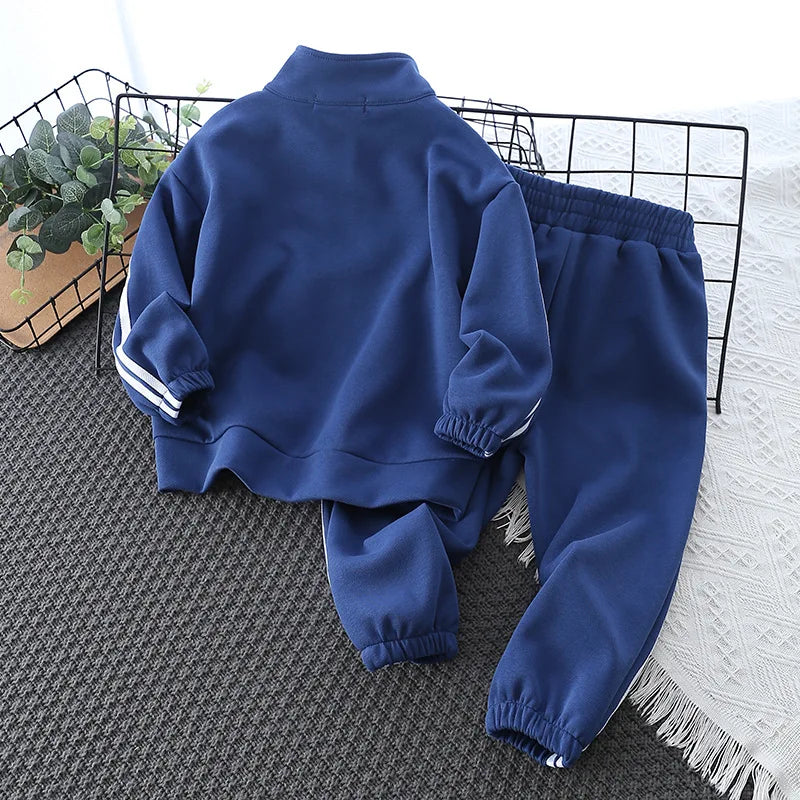 School Uniform Children's Sport Clothing Sets Boys Tracksuit Spring Stripe Kids Sweatshirt Pants 2Pcs For Age 2-10 Years Wear.