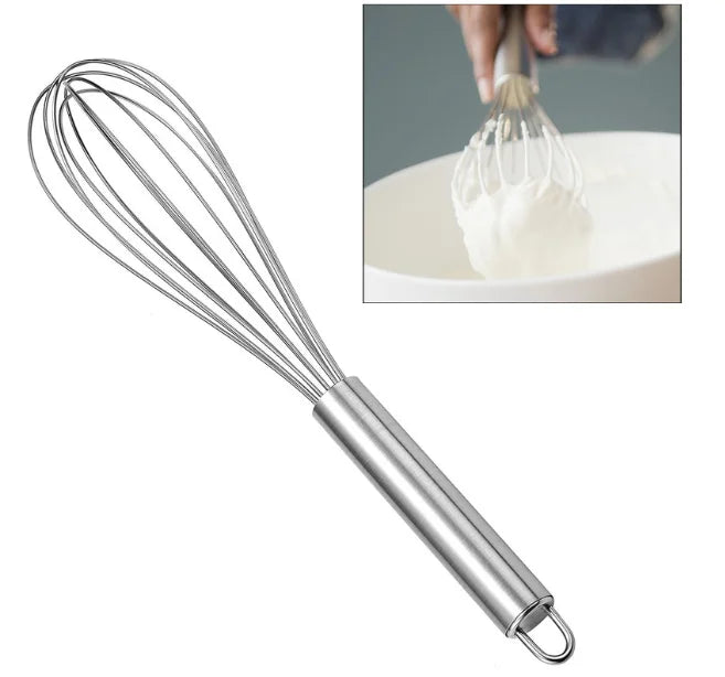 10-inchManual Egg Beater Stainless Whisk Kitchen Wire Balloon Whisk Milk Egg Beater Egg Mixing Mixer Tools.