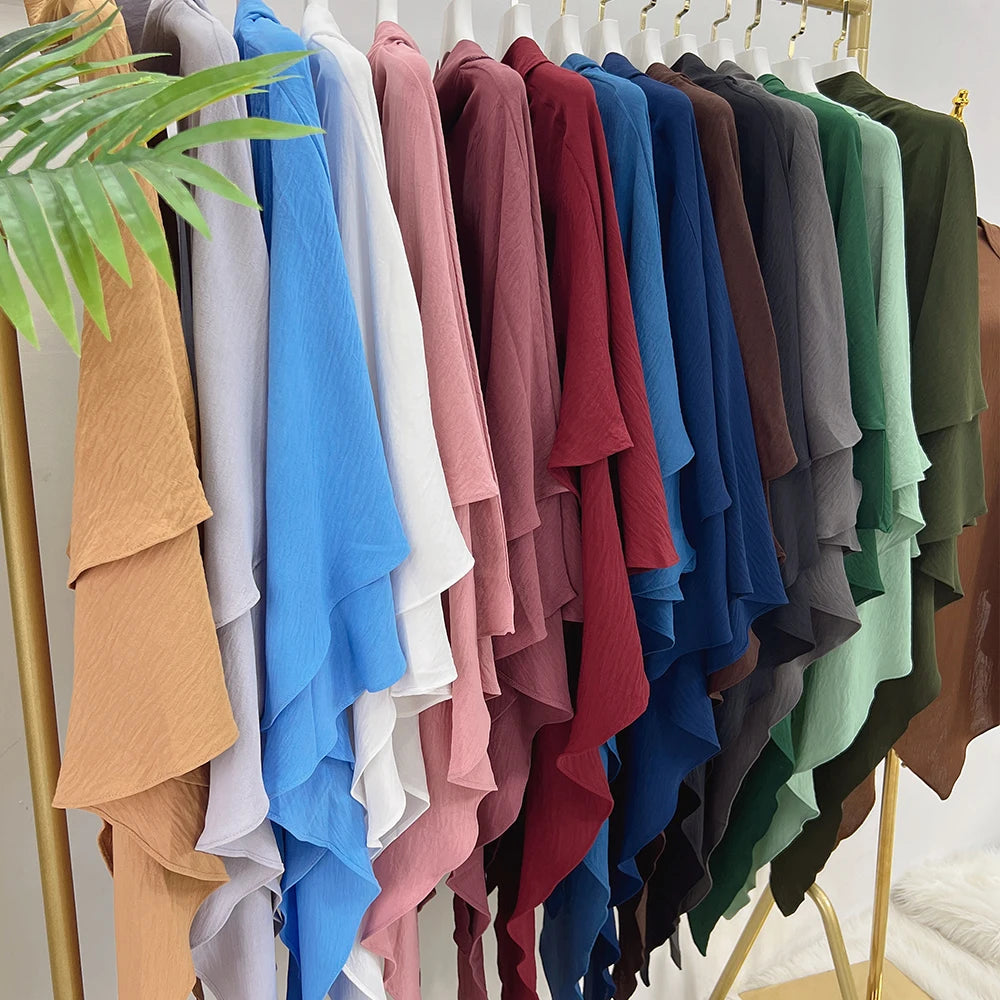 Jilbab Prayer Clothes Women Ramadan Islamic Jilbeb 2 Piece Set Dubai Turkish Modest Outfit Layered Khimar Scarf Hijab+Long Dress.