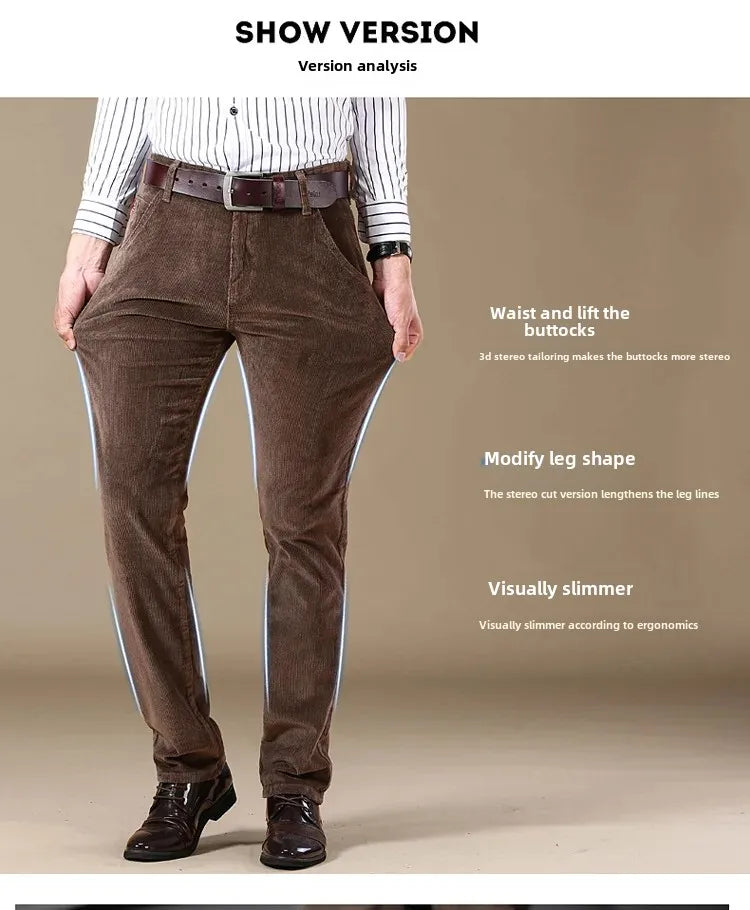 Herren Cord-Freizeithose, gerades Bein, lockere Passform, Jugend, Winter, dicke warme Samt-Jogginghose, Jogginghose, Baggy-Jogginghose.