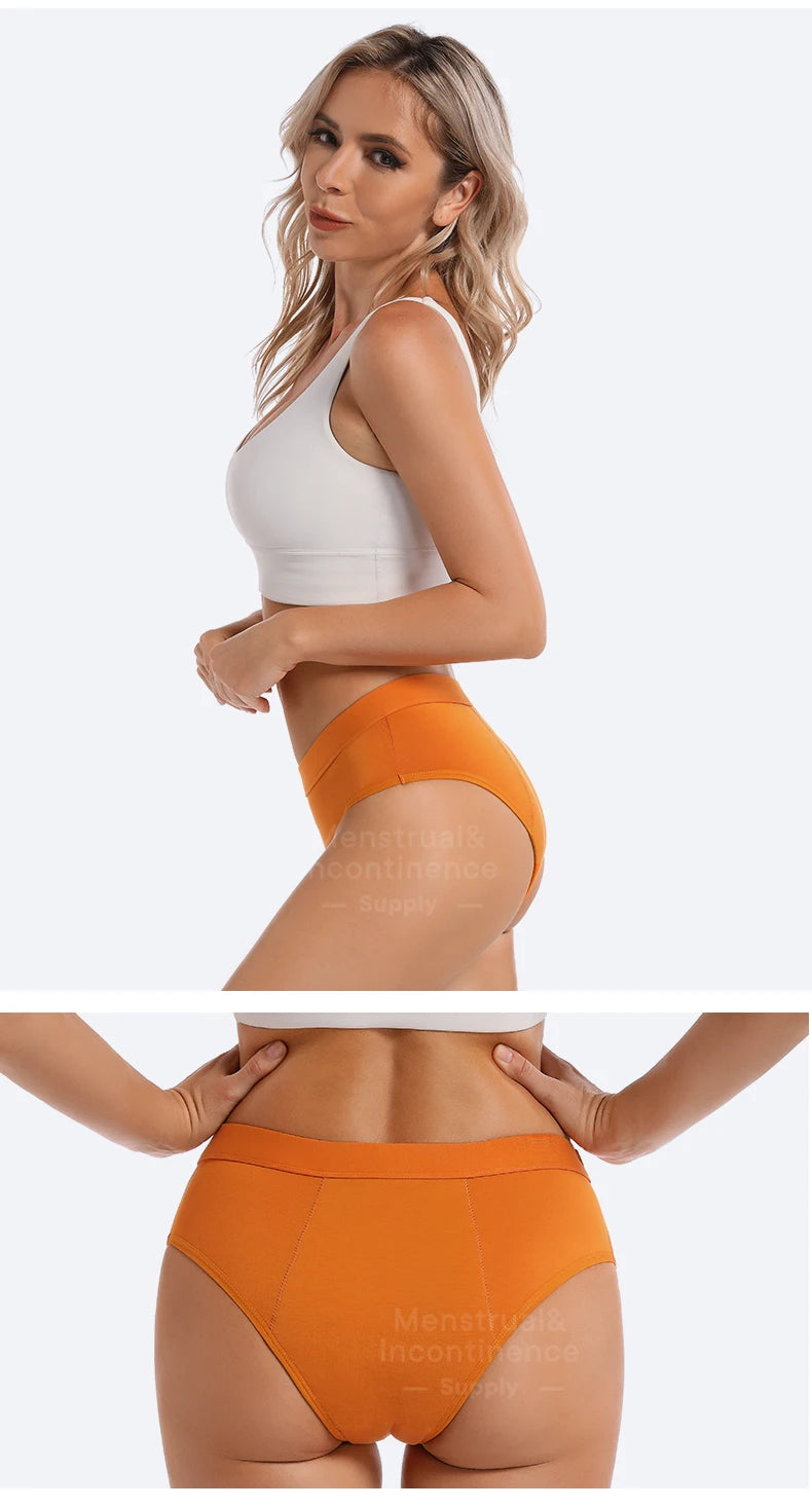 Menstrual Panties Bamboo Fiber Reusable Breathable 4-Layer Leakproof Protection Period Underwear Fast Absorbent.