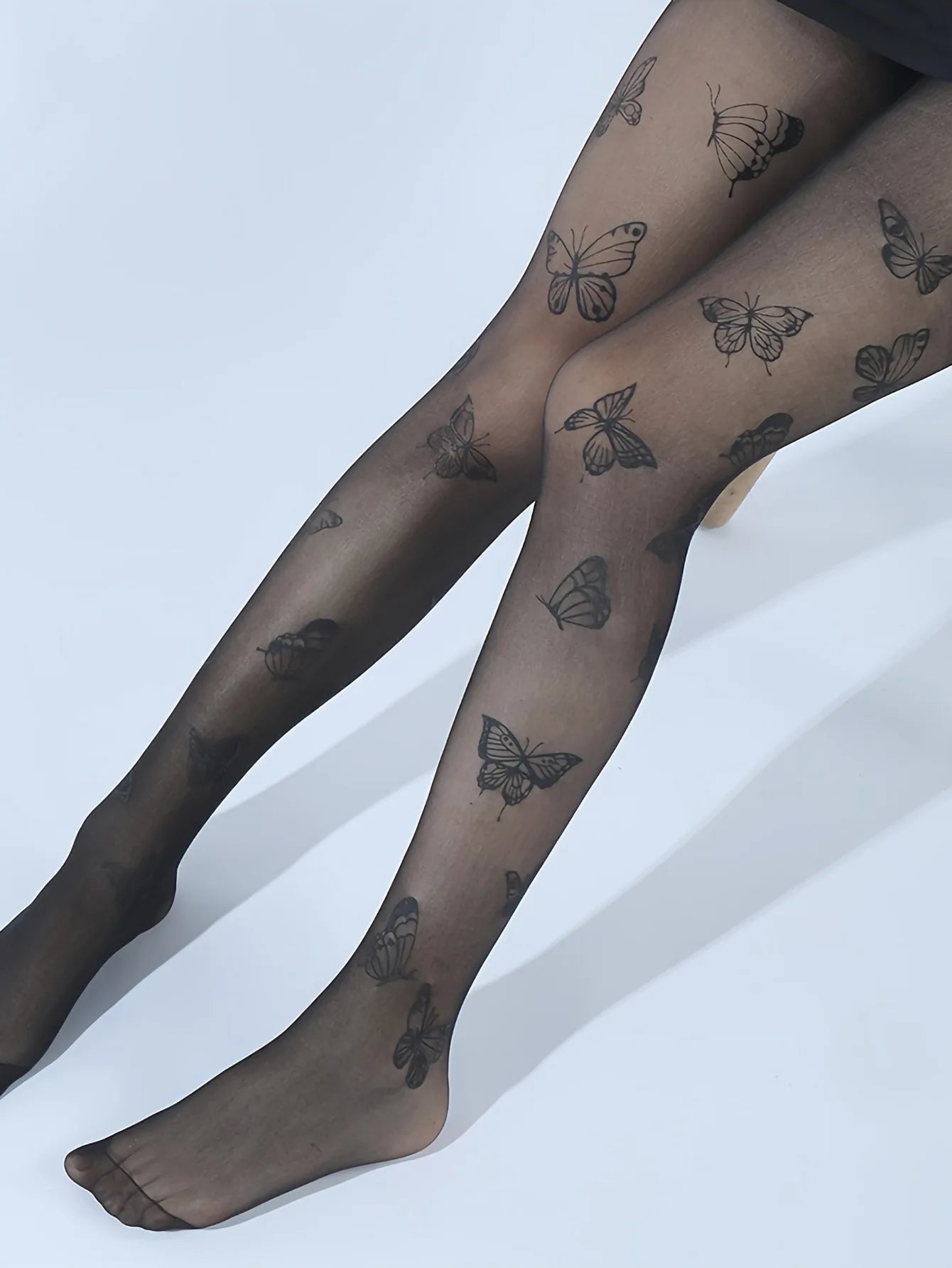 Fashionable Sexy Butterfly Printing Stockings Tights Black White Butterfly Tights Thin Material Suitable For Summer.