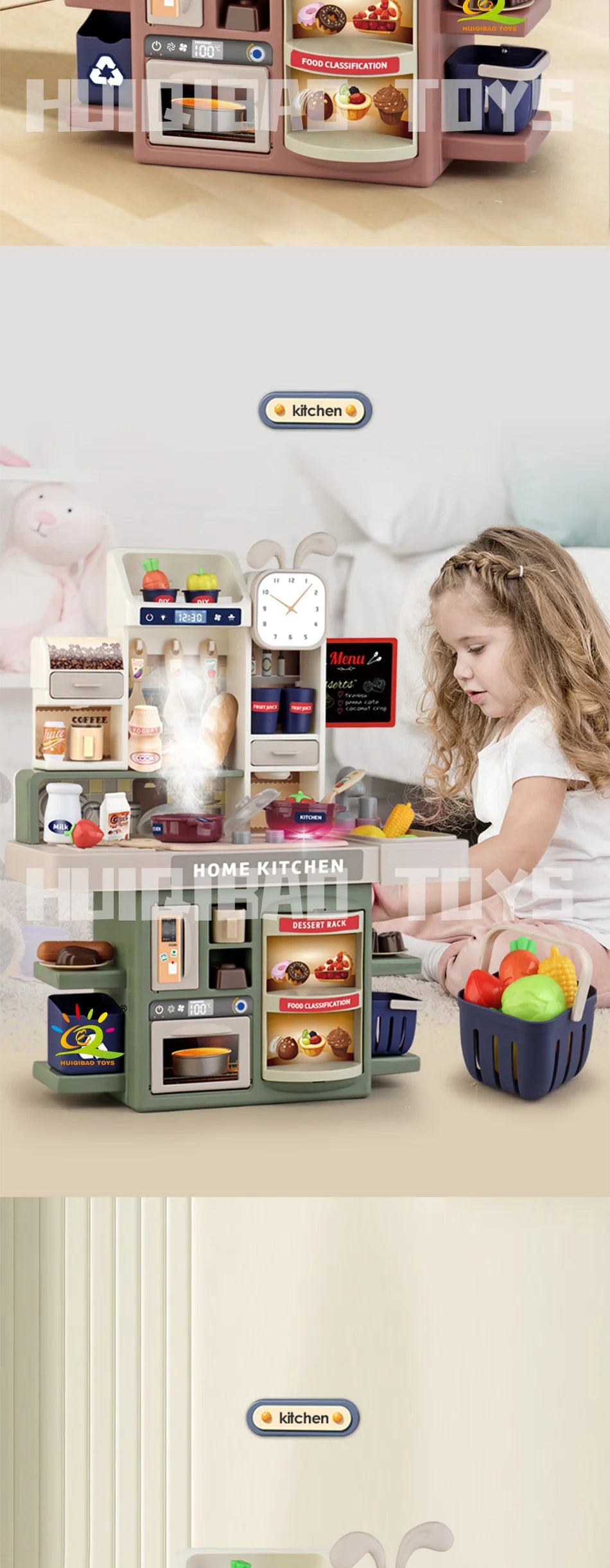 Baby's Housework Kitchen Playset Cooking Tableware Food Lihgting Sound Playing Pretend Educational Toy For Children Toddler Gift.