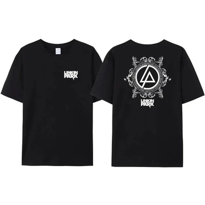2024 Men's Pure Cotton T-shirt Linkin Subverts The End Flag Evolutionary Theory Park 1080p Printed Women's Black Nostalgic Tee.