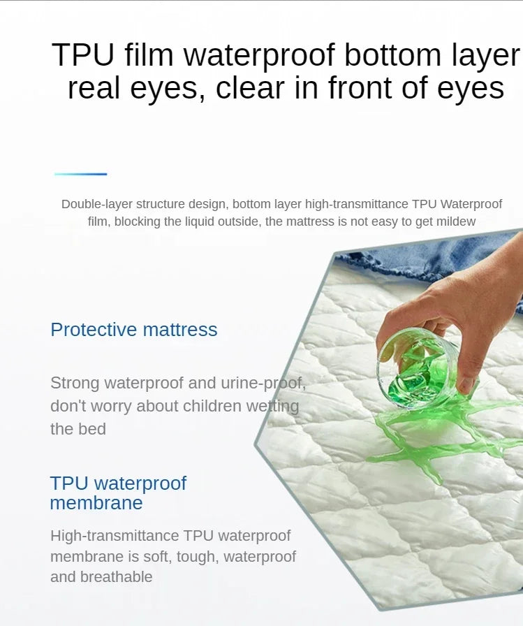 Waterproof Mattress Protector Thicken Fitted Bed Sheet Breathable & Noiseless Mattress Pad for Twin/Double/Queen/King Size Beds.