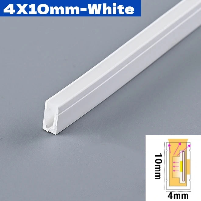 4/6/8/10mm Narrow LED Neon Silicone Tube Rope Lamp Recessed DC12V Flexible Waterproof Diffuser Cabinet Closet Ribbon Strip Light