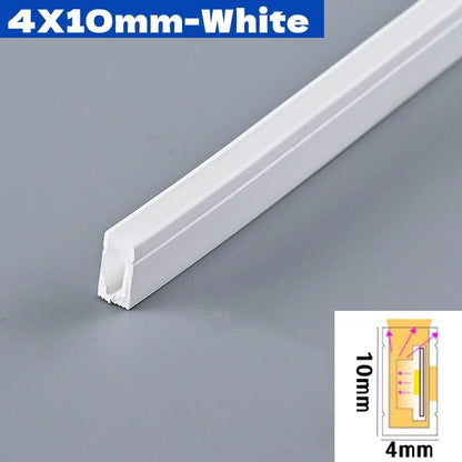 4/6/8/10mm Narrow LED Neon Silicone Tube Rope Lamp Recessed DC12V Flexible Waterproof Diffuser Cabinet Closet Ribbon Strip Light