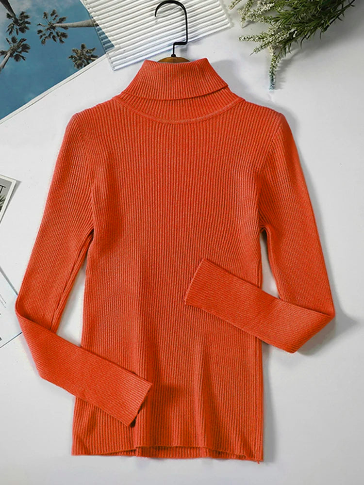 JMPRS Rollkragenpullover Frauen Mode Einfache Winter Pullover Jumper Hohe Elastische Gestrickte Herbst Weibliche Grundlegende Tops Casual Bluse