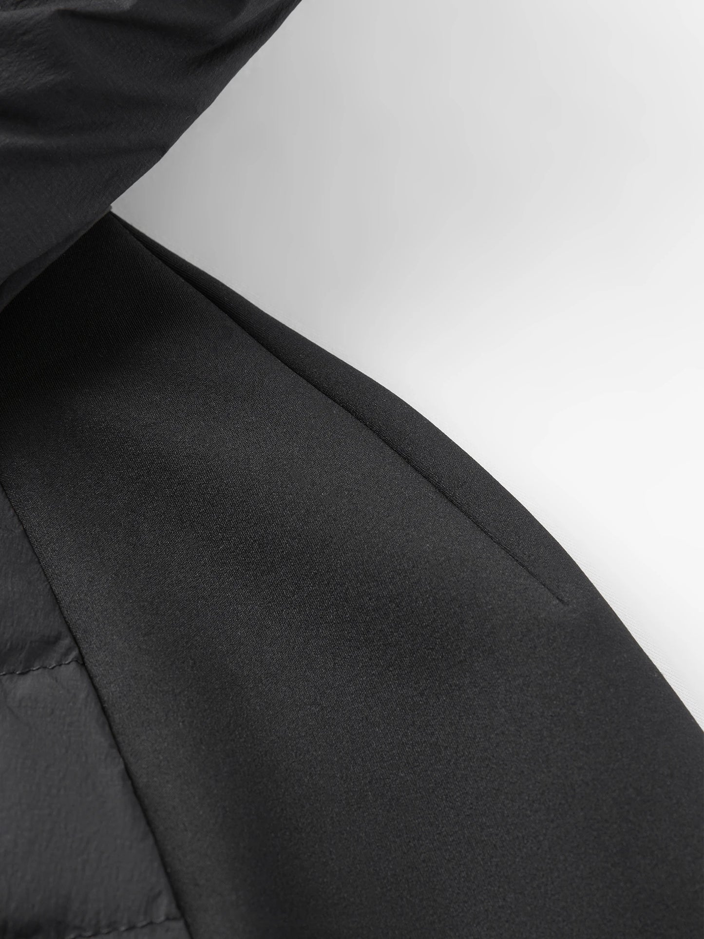 FSLE Patchwork Leichte Stretch-Strick-Kapuzenjacke 2025, Winter, Neuankömmling, schwarze kurze Daunenmäntel.