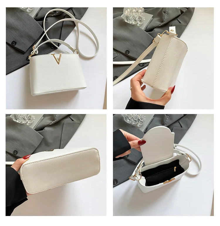 Luxury Women's Tote Bag, Chic V Shaped Stylish Pu Leather Bucket Bag, Top Cover Handbag Women Shoulder Crossbody Bag for Woman.