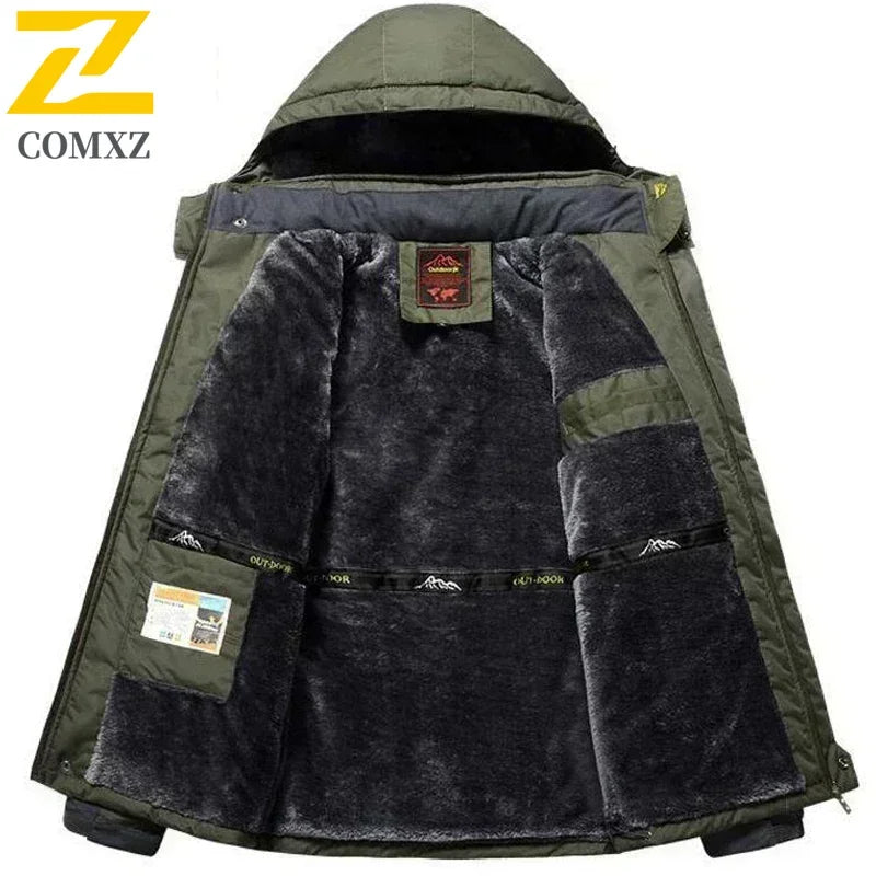 Winter Jacket Men Thick Fleece Waterproof Outwear unload Jackets Men's Windbreaker Army green Parka Raincoat Coats Plus Size 9XL.