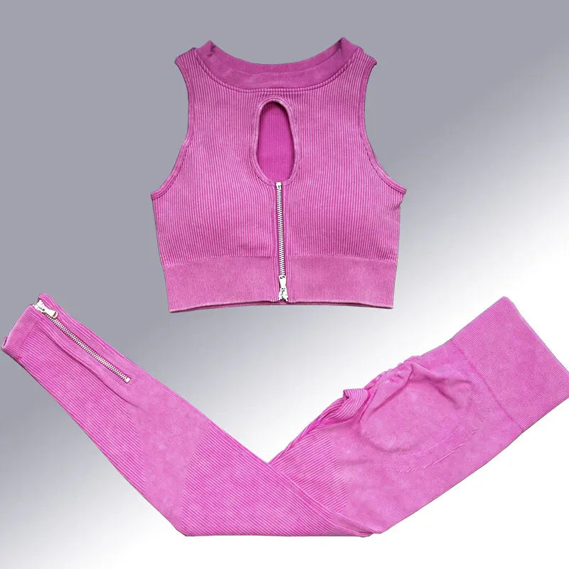 Yoga Suit High Waist Leggings Running Training Tights Sports Outfits Long Sleeve Crop Top Bra Seamless Fitenss Set Fitness Wear.