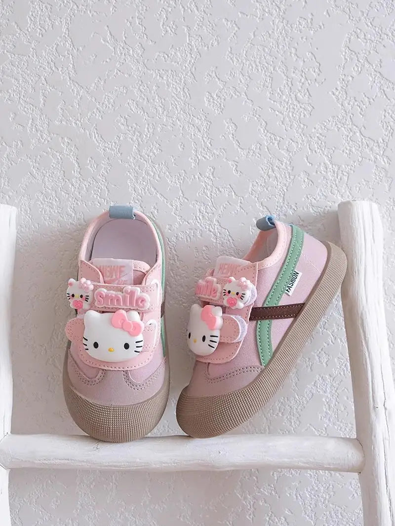 Sanrio Girl Kawaii Canvas Shoes Kindergarten Baby Child Cute Hello Kitty Spring Autumn Fashion Outdoor Running Sports Leisure.