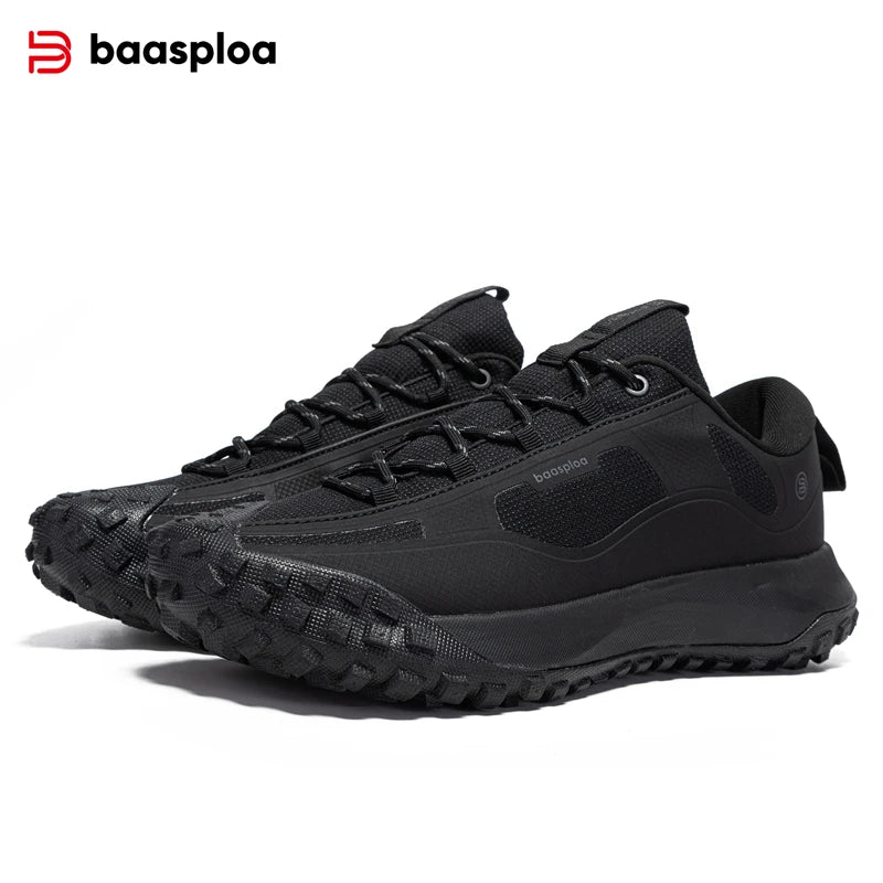 Baasploa Wanderschuhe Herren Outdoor Wasserdicht Camping Beständig Rutschfeste Turnschuhe Männlich Lässig Leichte Schnür-Wanderschuhe.