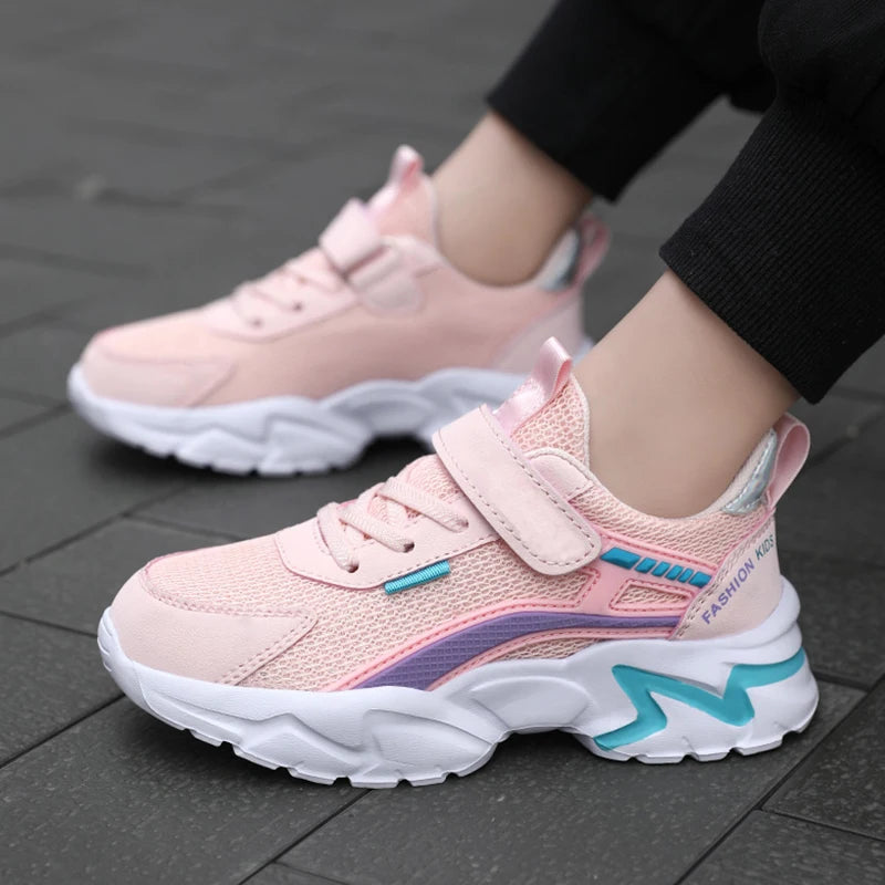 Trendy Lightweight Children Girls' School Shoes Anti-Slip Breathable Outdoor Casual Walking Sneaker Size 28-39.