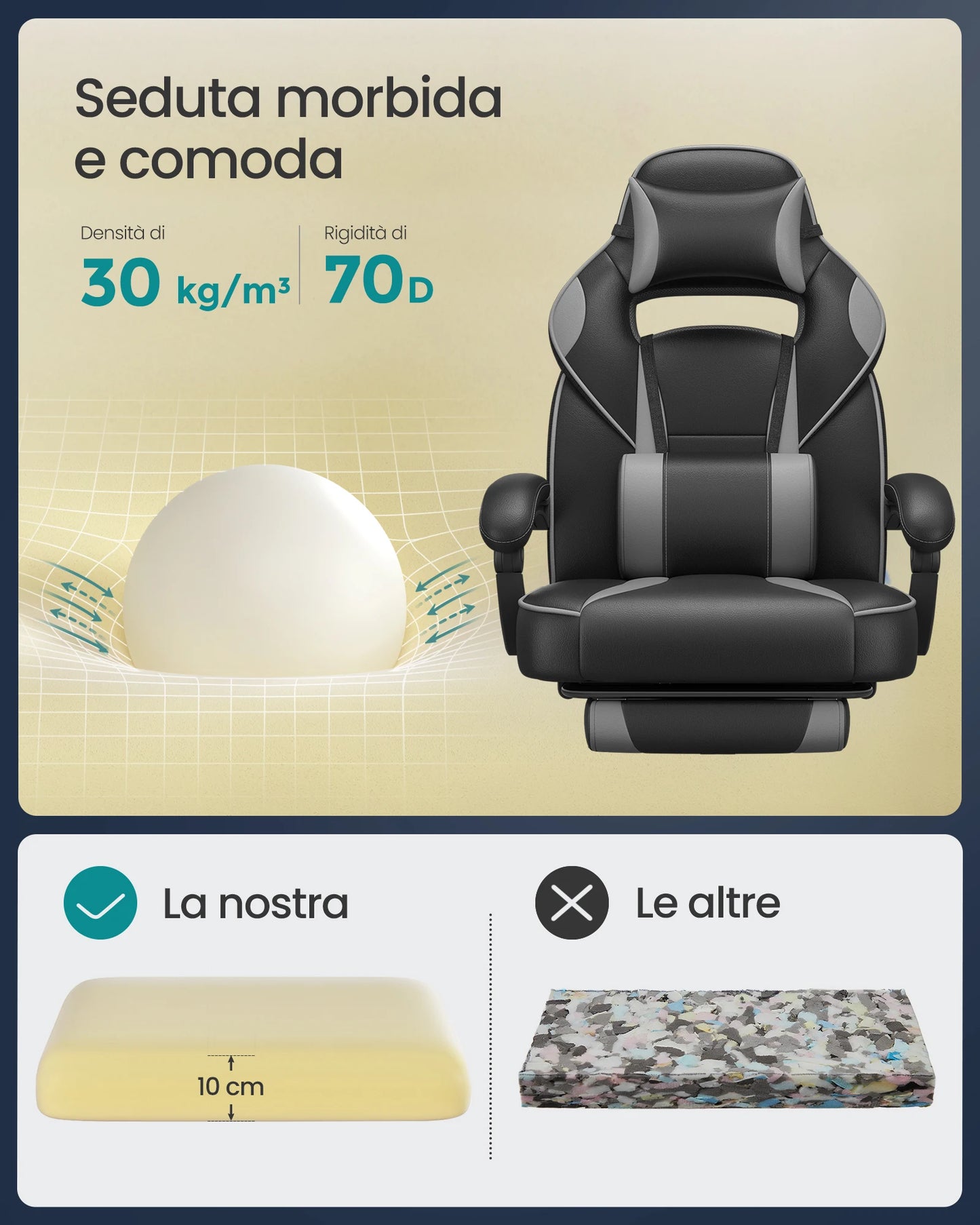 SONGMICS Gaming-Stuhl, ergonomischer Bürostuhl, Home-Office