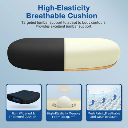 Daccormax Bürostuhl ergonomisch, Schreibtischstuhl, 150 kg Fassungsvermögen, verstellbare Kopfstütze und Armlehnen, Computerstuhl mit Lordosenstütze