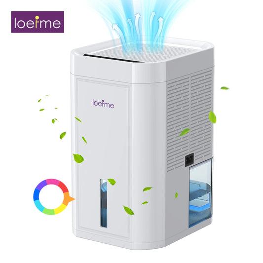 LOEFME 1000ml Electric Dehumidifier with Quiet & Auto Shut Off 7 Colorful LED, Portable Mini Dehumidifier for Wardrobe, Bathroom.