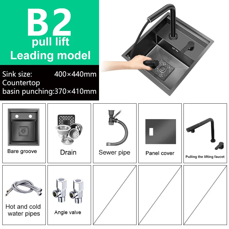 Stainless Steel Kitchen Sink Concealed Mini Single Sink Apartment Bar Multifunctional Hand Wash Fruit and Vegetable Basin