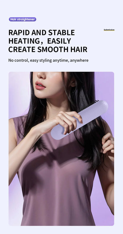 Electric Heating Straight Hair Comb LCD Screen USB Wireless Portable Negative Ion Styling Tool Rechargeable Straightening Brush.