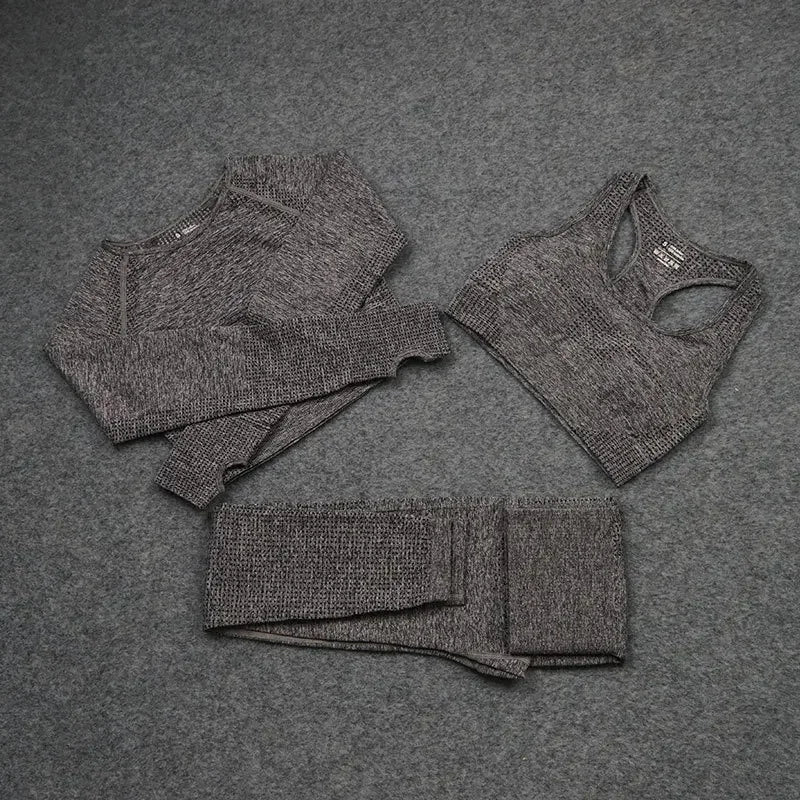 Sexy Seamless Knitted Yoga Sportswear Set Women's Quick Dry Tight Fitness Clothes Set Comfortable High-End Sensation